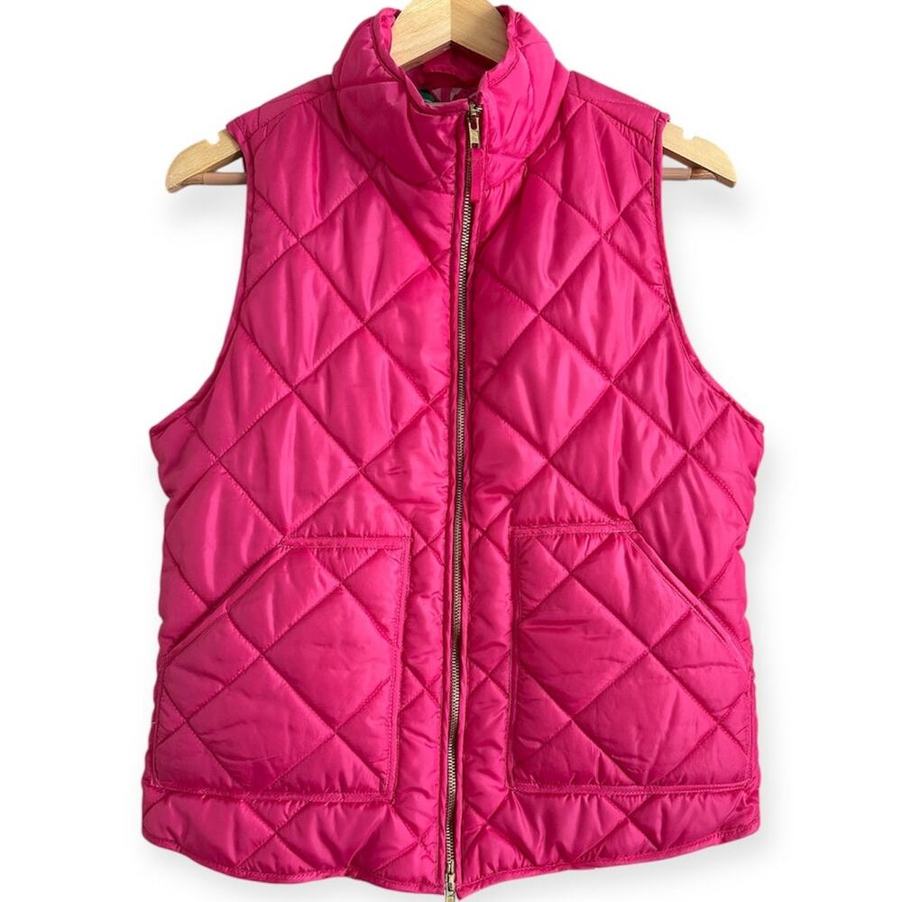 Caribbean Joe Hot Pink Quilted‎ Puffer Vest Floral Lining Size L